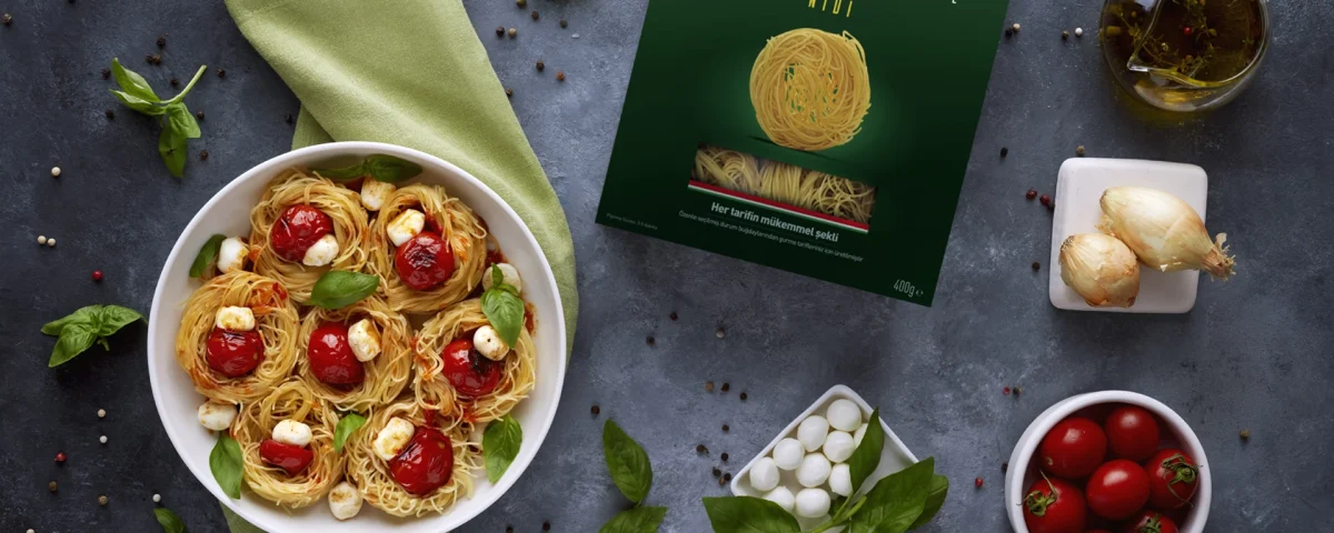 Pastavilla Special Series pasta package presented with fresh ingredients and a gourmet pasta dish in a premium food styling composition.
